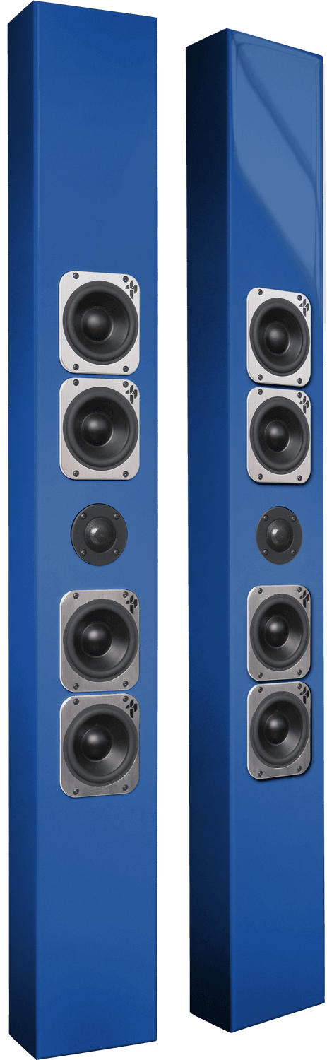 A pair of Totem Acoustic Tribe V on-wall loudspeakers in Sky